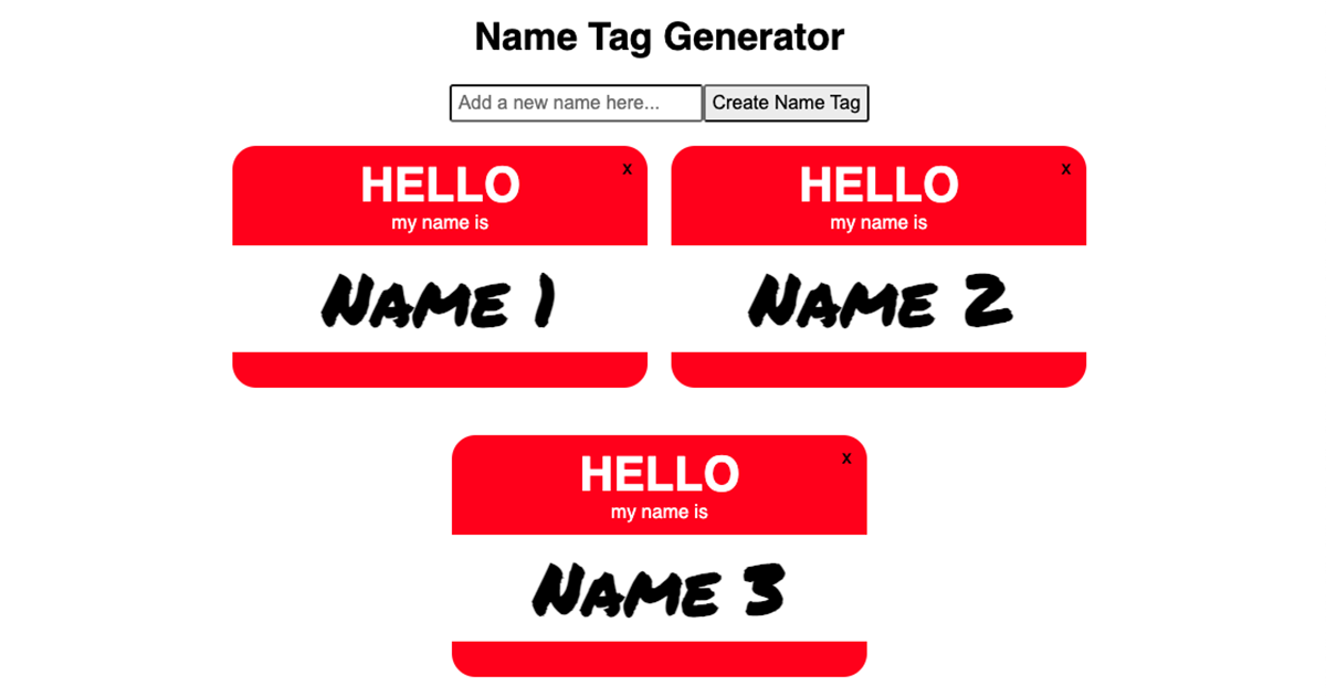 Name Tag Generator project image